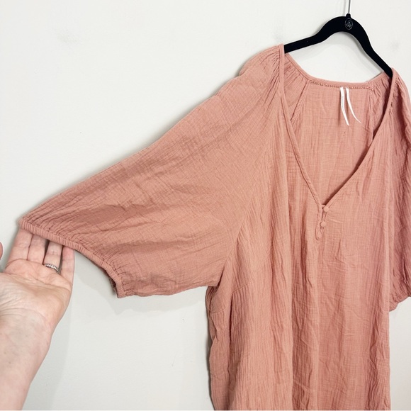 Anthropologie Taylor Gauze Tunic Dress Lightweight Blush Puff Sleeve - Picture 5 of 8